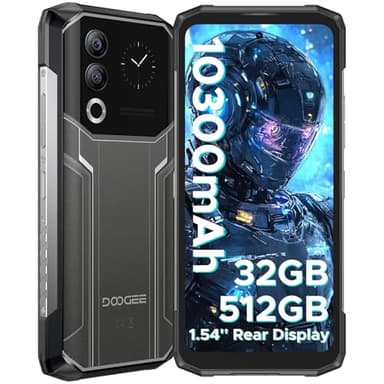 DOOGEE Blade 20 Ultra Rugged Phone Unlocked,32GB+512GB,10300mAh Large Battery Rugged Smartphone with 1.54"IPS Rear Display,6.6"HD+90Hz Android 14,50MP+8MP,IP68/IP69K Waterproof Phones,Face ID/NFC/OTG