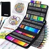 72 Colors Dual Tip Art Markers Pens for Adult Coloring Books, Brush and Fine Tip Coloring Marker for Drawing Journaling Note Taking Lettering
