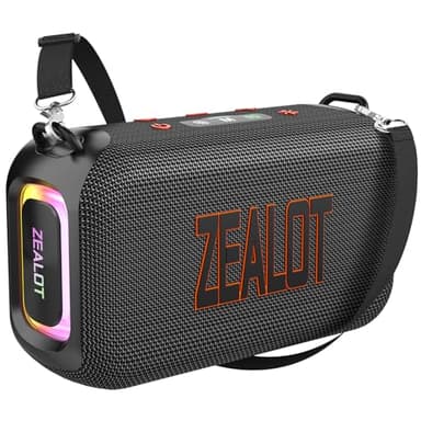 ZEALOT Bluetooth Speaker, 60W(Peak) Speaker Bluetooth Wireless, Portable Outdoor Speakers IPX6 Waterproof, Stereo Loud Sound with Deep Bass,Dual Pair/BT5.3/EQ/TF/AUX, for Pool/Party/Travel