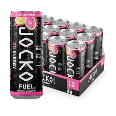 Jocko GO Pink Lemonade Energy Drink - Keto, Vitamin B12, Vitamin B6, Electrolytes, L Theanine, Magnesium- Energy Boost, Sugar Free Nootropic Monk Fruit Blend - 12 Pack - Packaging May Vary