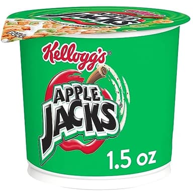 Kellogg’s Apple Jacks Breakfast Cereal Cup, 8 Vitamins and Minerals, Kids Snacks, Original, 1.5oz Cup