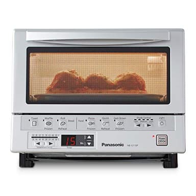 Panasonic FlashXpress Toaster Oven Countertop, 4-Slice Small Toaster Oven Compact Size with Double Infrared Heating, 6 Auto Cook Options and Precise Temperature Control, 1300W - NB-G110P (Silver)