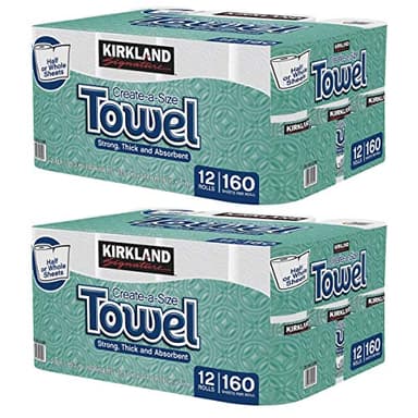 Kirkland Signature Premium Big Roll Paper Towels, 24 Rolls, 160 Sheets Each, 3840 Sheets Total, Thick and Strong, C-Fold, Wipe Surface