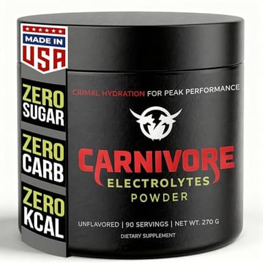 Carnivore Electrolytes Keto Electrolytes Powder - Premium Hydration for Balanced Support and Optimal Energy - Zero Sugar, Zero Calorie Electrolyte Powder for Daily Use - 90 Servings (Unflavored)