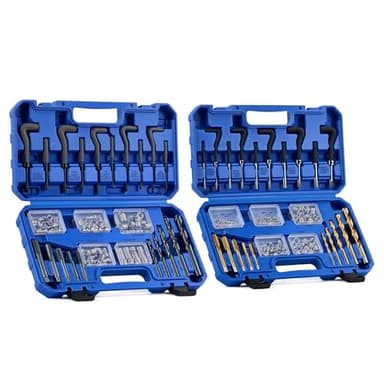 Orion Motor Tech 344pc Thread Repair Kit, SAE and Metric Thread Restorer Kit with HSS Drill Bits Taps Inserts, Auto Rethreading Restorer Tool Kit in 1/4" 5/16" 3/8" 7/16" 1/2" & M5 M6 M8 M10 M12 Sizes