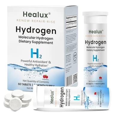 Healux Hydrogen Water Tablets 12 PPM – Molecular H₂ Tablets with Magnesium | H2 TAB Antioxidant Support for Energy, Cellular Health, Recovery & Cognitive Function, 60 Count, Raspberry