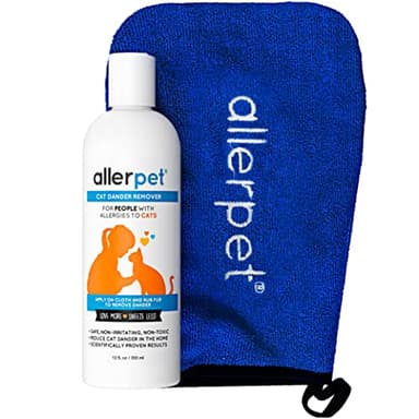 Allerpet Cat Dander Remover w/Free Applicator Mitt - Effective Cat Dander Remover - Anti Allergen Solution Made in USA - (12oz)
