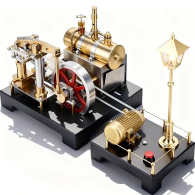 Steam Engine Model - Mini Steam Engine - DIY 2 in 1 Stationary Beam Steam Engine Model with Boiler and Lamp Scene, Build Engine That Runs with Centrifugal Regulator Full Metal Kit