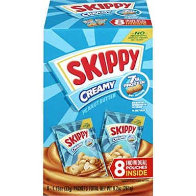 SKIPPY Creamy Peanut Butter Individual Squeeze Packs, 1.15 oz (64 Individual Peanut Butter Packets)