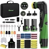 Ginour Cordless Mini Buffer Polisher for Car Detailing, 12V Mini Car Polisher Kit with 1"&1.2" Backing Plate,2X 2.0Ah Batteries and Accessories, RO/DA 6 Speeds for Polishing, Waxing, and Cleaning