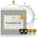 BELFORT® Classical Guitar Strings Nylon, coated in silver - nylon guitar strings + 1E-String - Guitar Strings Acoustic (6 String Set) Cuerdas para guitarra acustica - cuerdas de guitarra Nylon String