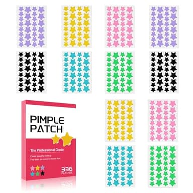 TIKIYOUN Star Pimple Patches for Face Star Acne Patches Starface Pimple Patch With 6 Colors 2 Sizes 336 Count, Zit Patches Cute Patch Pimple Stickers for Blemish Protection Tools Kit