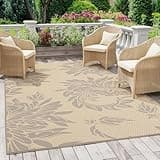 Onelike 9x18' Outdoor Plastic Straw Rug Patio Rug Waterproof Design Non-Slip & Easy to Clean Perfect for Garden, Porch, Balcony, Camping, RV Trip, Deck, Grey&Beige
