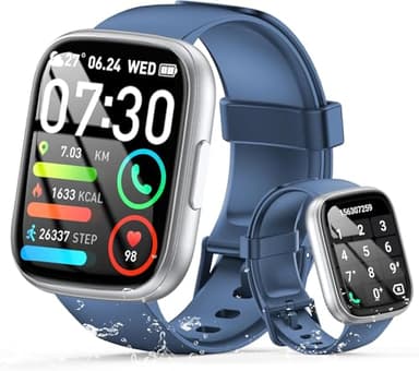 Smart Watch for Men Women (Answer/Make Call), 1.95" Touch Screen Fitness Tracker with Heart Rate/Sleep Monitor, IP68 Waterproof Smartwatch for Android iOS, Fitness Watch with 120+ Sports Modes, Blue