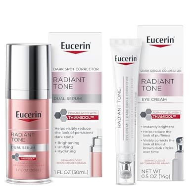 Eucerin Radiant Tone Dual Serum Dark Spot Corrector, Dark Spot Serum with Thiamidol and Hyaluronic Acid+ Eye Cream Dark Circle Corrector, Eye Brightening Cream with Thiamidol and Hyaluronic Acid