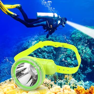 Diving Headlamp, IPX8 Waterproof Underwater Flashlight, 3 Modes with Spring Magnetic Switch, Rechargeable, Quick Charge 10 Hours Runtime, Scuba Dive Light with Battery & Charger (Mode Q3-White Light)