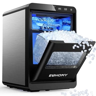 EUHOMY Nugget Ice Maker Countertop, 40Lbs/24H Pebble Ice Maker Machine, Self-Cleaning Countertop Sonic Ice Makers with Ice Scoop&Basket, Pellet Ice Maker Machine for Home/Kitchen/Office