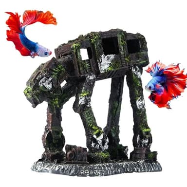 Saim Fish Tank Decorations Aquarium Accessories, Robot Dog Aquarium Decorations Cool Walking Land Tank Aquarium Ornament, Betta Goldfish Hideouts Cave Backgrounds
