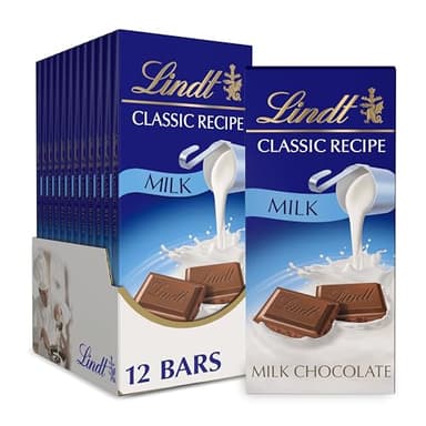 Lindt CLASSIC RECIPE Milk Chocolate Bar, Milk Chocolate Candy, 4.4 oz. (12 Pack)