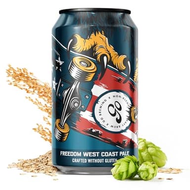 Go Brewing - Freedom West Coast Pale without Gluten - Non-Alcoholic Craft Beer - Small Batch, Low-Calorie Brew - Caramel, Citrus, & Floral Flavor Profile - Bold & Smooth Finish - Ideal for Any Occasion (12 Oz, 12 Cans)