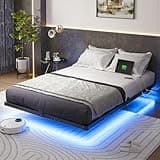 Full Size Modern Floating Bed Frame with Smart LED Lights, USB Charging Station, Sturdy Metal Platform, No Box Spring Needed, and Easy Assembly