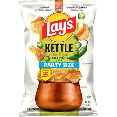 Lay's Kettle Cooked Jalapeno Potato Chips, 12.5 Oz