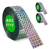 [984FT]Effective Birds Scare Reflective Ribbon Reflectors,Dual-Sided Flashing Streamers to Keep Pigeons, Hawks, Woodpeckers, Geeses Away from Trees Plants Crops Garden Porch,2*Rolls