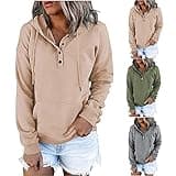 Scuba Dupes Sweatshirt Dressy Casual Hoodies For Women Long Sleeve Pullover Tops Drawstring Hooded Sweatshirts Fall Fashion Outfits 2023 Khaki S