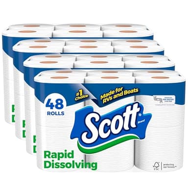 Scott Rapid-Dissolving Toilet Paper, 48 Double Rolls, Septic-Safe, Toilet Paper
