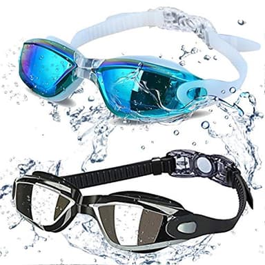 ALLPAIPAI Swim Goggles - Swimming Goggles,Pack of 2 Professional Anti Fog No Leaking UV Protection Wide View for Women Men Adult Youth Kids