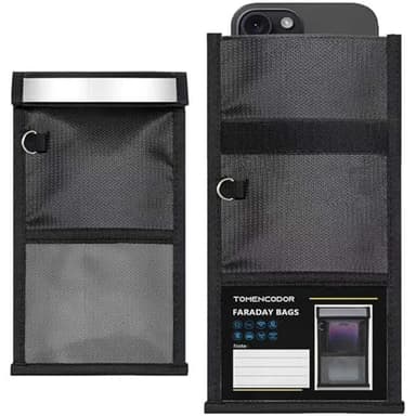 Faraday Bags for Phones 2 Pack, Faraday Bags, Anti-Hacking/Tracking Military Grade Faraday Phone Case, Fireproof & Waterproof Faraday Pouch for Cell Phones, NFC/WiFi/RFID/GPS Signal Blocking Bag