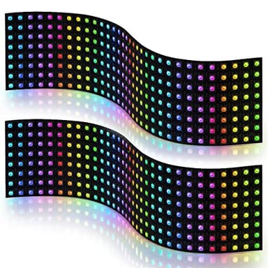 BTF-LIGHTING 2 Pack WS2812B ECO RGB Alloy Wires 5050SMD Individual Addressable 8X32 256 Pixel LED Matrix Flexible FPCB Full Color Works with WLED,SP802E Controllers Image Video Text Display DC5V