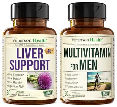 Vimerson Health Liver Cleanse Detox & Repair Milk Thistle Supplement & Multivitamin for Men - Complete Mens Multivitamins & Multiminerals with Vitamin A, C, D, E, B12, Zinc, and More Vitamins for Men
