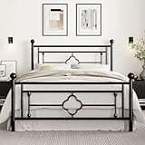 SHA CERLIN 14 Inches Queen Size Metal Platform Bed Frame/Vintage Iron-Art Headboard and Footboard/Mattress Foundation for Storage/No Box Spring Needed/Noise-Free/Easy Assembly/Black