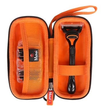 Mchoi Hard Carrying Case Fits for Gillette Fusion5 Men’s Razor & Proglide Shield Men's Razor, Case Only (Black, Orange)
