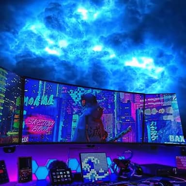 FUSLITE , 3D Thundercloud LED Light Cotton Lightning Cloud Colorful Atmosphere Night Light, DIY Creative Cloud Lights Gaming Room Garage Club Bar dj Party Light,16 Feet