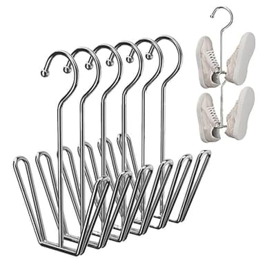 Shoe Display Hook Shoes Drying Rack Stainless Steel Shoes Hanger (Silver 6PC)