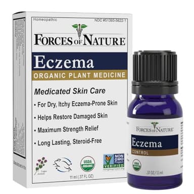 Forces of Nature Eczema Control, Sensitive, Dry and Itchy Skin Relief, Steroid-Free Skin Care for Flare-Ups, Eczema Treatment for Adults, Organic Homeopathic Medicine, Fast-Acting, 11ml (0.37 fl oz)