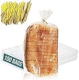 Reusable Plastic Bread Bags for Homemade Bread - 100 Pack Clear Bag with Ties For An Airtight Moisture-free Preservation and Storage - Loaf Home Bakers Bakery Owners