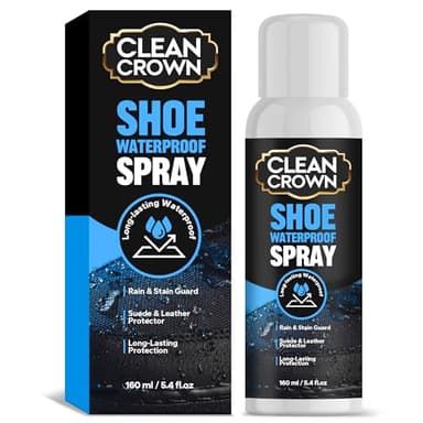 CleanCrown Shoes Protector Spray (5.4 Fl Oz), Suede & Leather Protector Spray, Waterproofing & Stain Guard for Shoes, Boots, Bags & Upholstery, Long-Lasting Water Repellent Spray