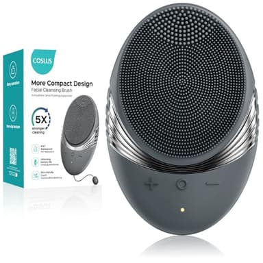COSLUS FBS01 Facial Cleansing Brush Face Scrubber: Portable Silicone Waterproof Rechargeable Face Wash Brush, 5 Cleansing Modes, Electric Deep Cleaning for Men & Women, Removing Blackhead Exfoliating