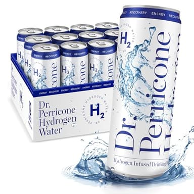 Dr. Perricone Hydrogen Water 12-Pack (12oz) – Molecular Hydrogen Water 1.0–1.5ppm | Natural Antioxidant Hydration, Portable Life Hydrogen Water Bottle Alternative, Energy, Recovery & Skin Health | Hydrogenated ionizer