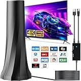 2025 TV Antenna for Smart TV and Old TV, 1200+ Miles Range HD Digital TV Antenna Indoor with 360° Signal Strongest Booster, Supports Local Channels 1080P 4K Reception 16.4FT Long Cable