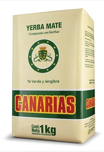 Glufreats Canarias Loose Leaf Unsmoked Yerba Mate Tea Green Tea & Ginger 1 Kilogram | Erva Mate Drink For Energy | Sustained Energy Antioxidant Rich