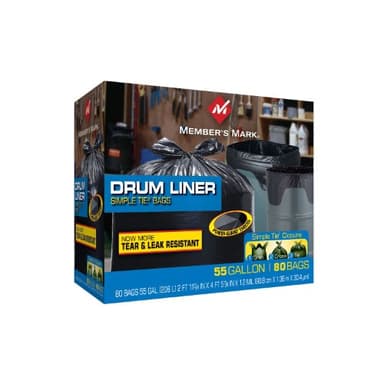Member's Mark Simple Tie Drum Liner - 55 gal - 80 Count