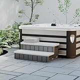 HECASA Spa Step Universal Fit for Deluxe Spa Hot Tub w/Storage Compartment 2-Steps Outdoor Pool Ladder 36" Gray+Black, 350lbs Load Capacity