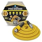 HydroTech 100FT Pro Series 3/4" Expandable Burst Proof Garden Max Flow Hose – Lightweight & Durable – Features Flow-Control Shut-Off & Strain Relief Guard