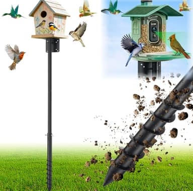 CALCHELE Heavy Duty Bird Feeder Pole, 102" Adjustable, No-Wobble Auger Base, Stable Mount for Smart Camera Bird Feeder, Bird Buddy, Birdfy, Bluebird House,Hummingbird Feeders