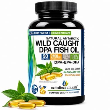 Fish Oil Omega-3 Supplement – Wild Caught DPA EPA DHA – 2900 mg Triple Strength – Burp-Free Softgels – 90 Count