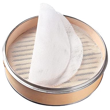 GUCUJI 10 Inch Silicone Bamboo Steamer Liners - Non-Stick, Reusable Steamer Mesh Mats for Steamed Buns, Dumplings, veggies, Dim Sum, Momo, Rice, and fish - Food Grade BPA Free (4Pcs)